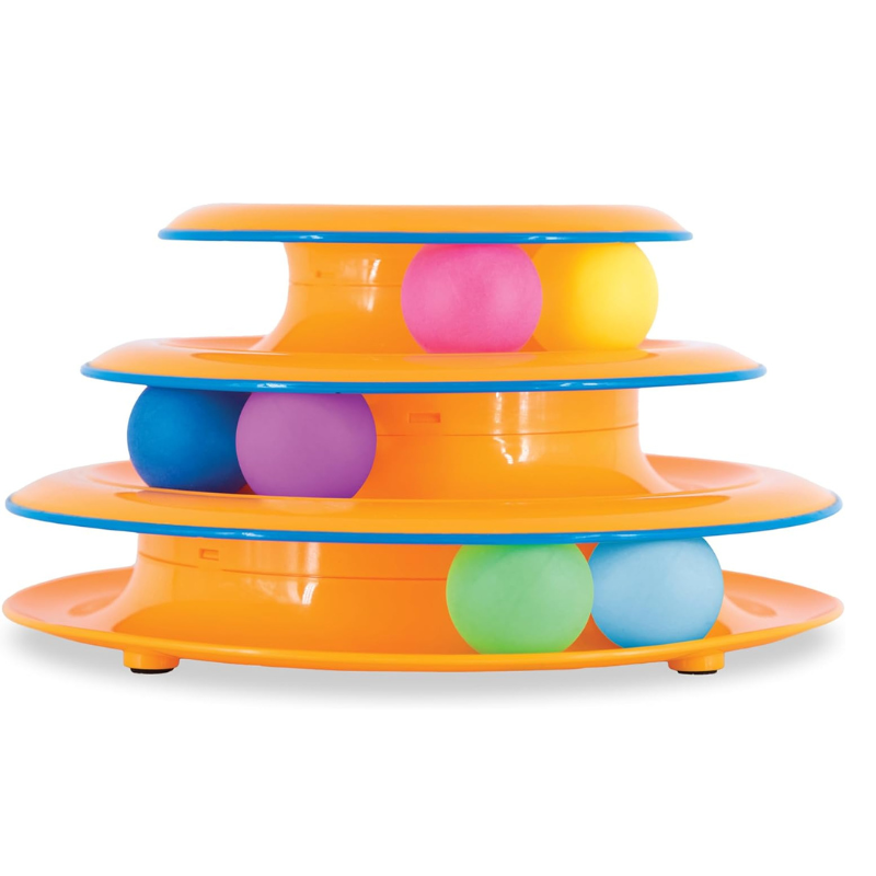 3-Tier Cat Track Toy – Interactive Spinning Ball Tower for Active Cats
