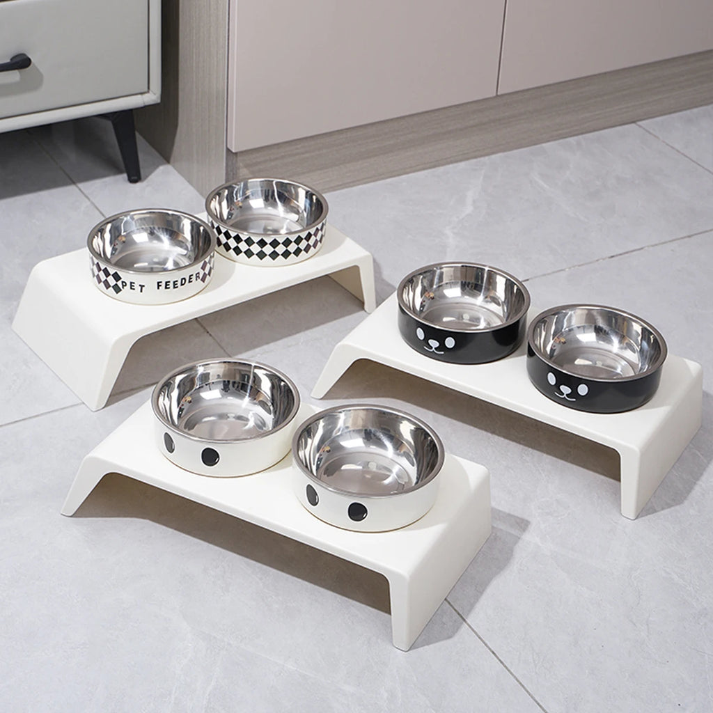 Elevated Pet Double Bowls on Raised Stand