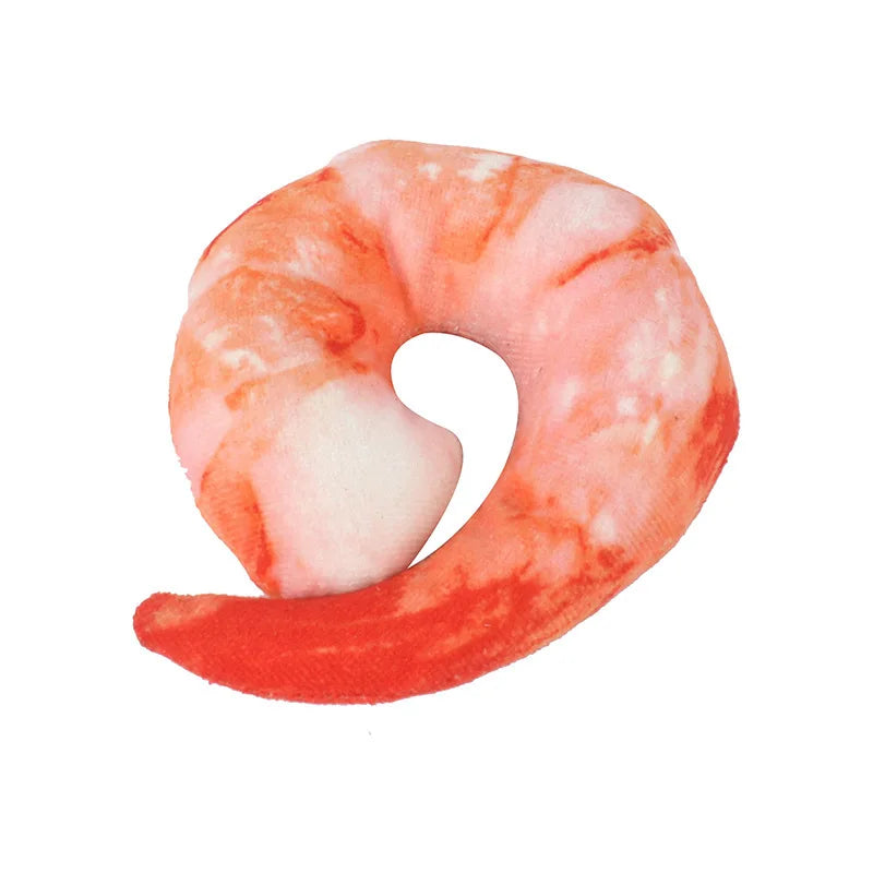 Pizza Shape Pet Squeaky Toy, also donut and shrimp looking toys