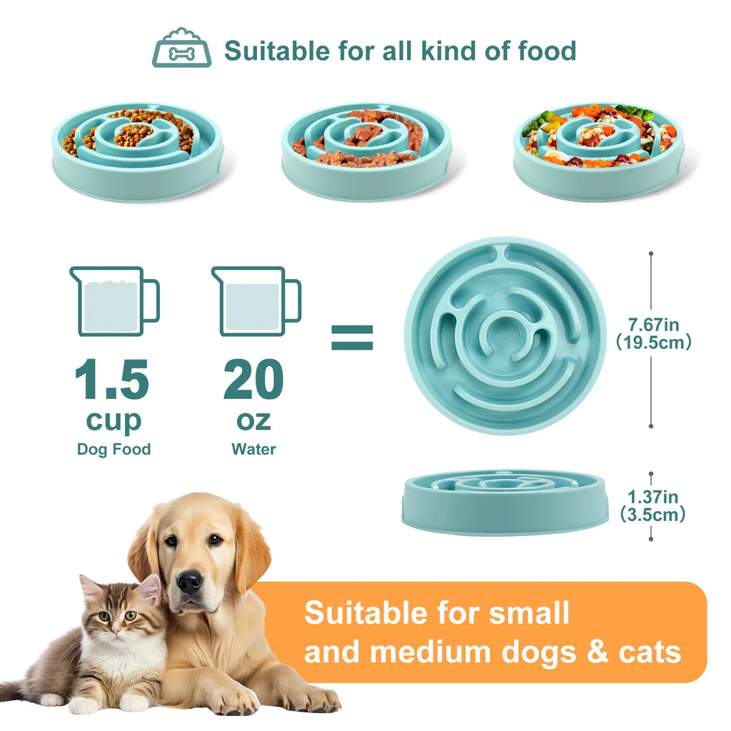 Maze Pet  Food Bowl for slower eating - Non slip and Durable - Suitable for pets of all sizes