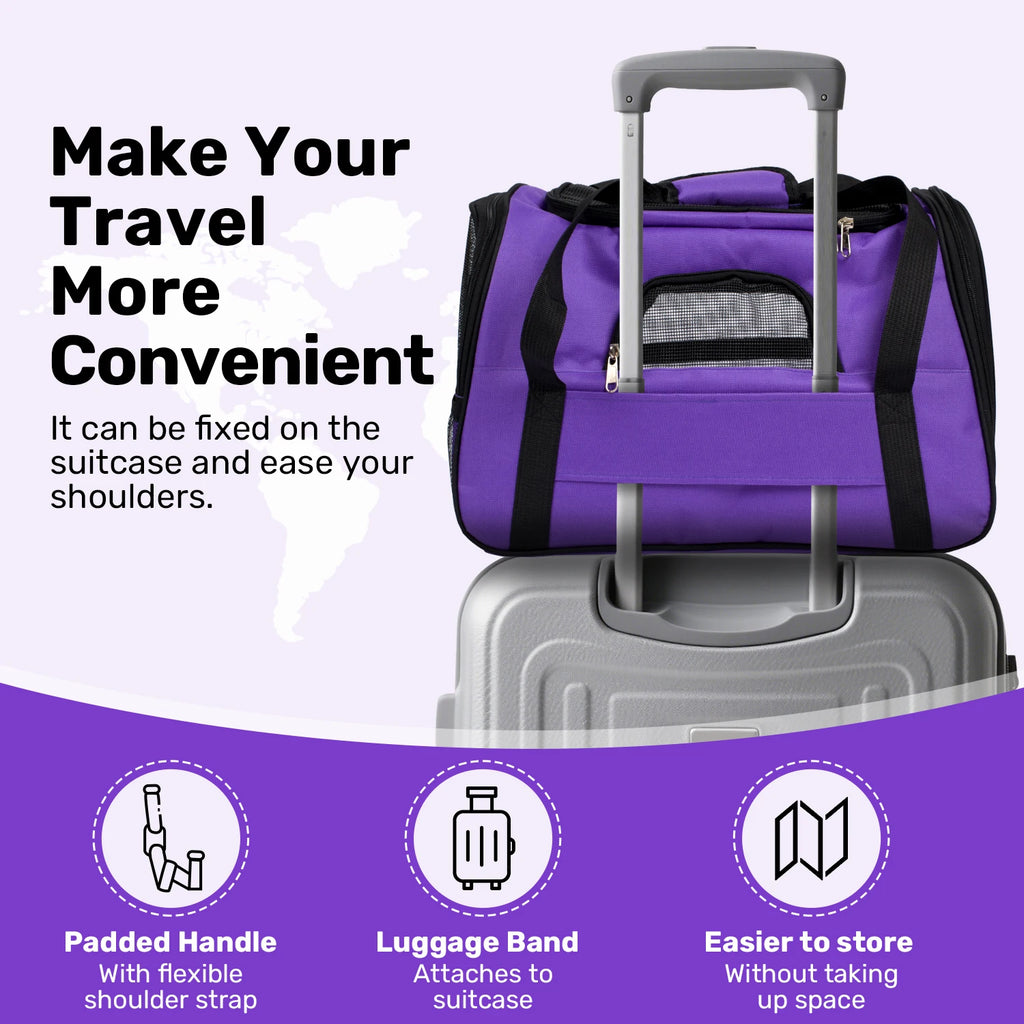 Dog/cat Carrier for Small, Medium to 15Lbs. Foldable Airline Approved