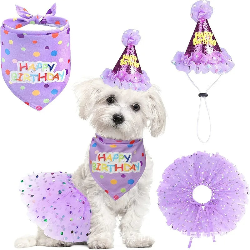 Pet Birthday Party Set Skirt, Hat, Bowtie