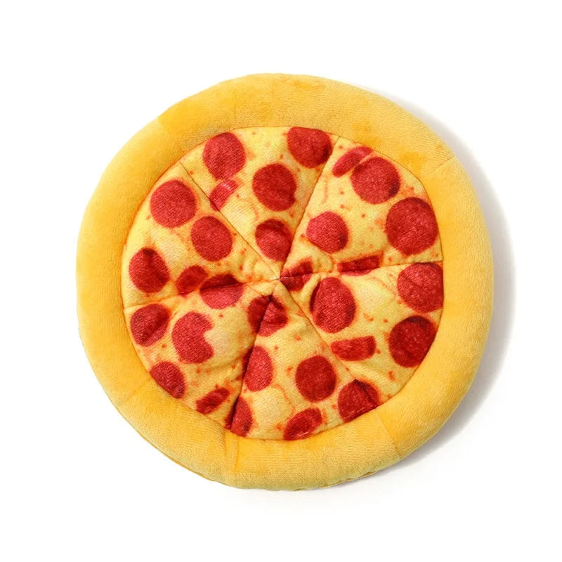 Pizza Shape Pet Squeaky Toy, also donut and shrimp looking toys