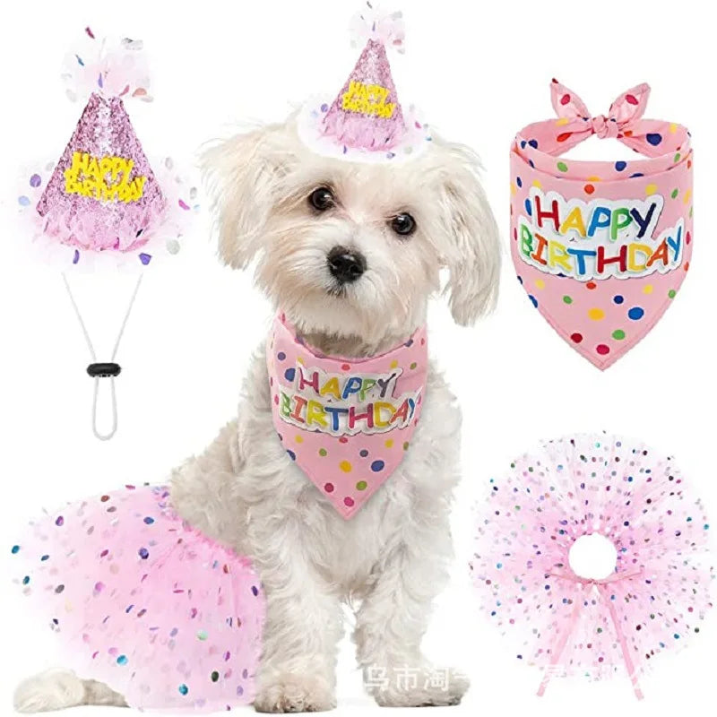 Pet Birthday Party Set Skirt, Hat, Bowtie