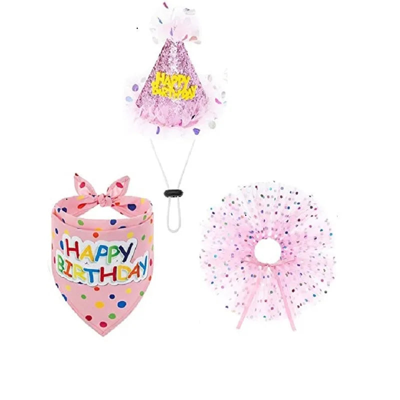 Pet Birthday Party Set Skirt, Hat, Bowtie