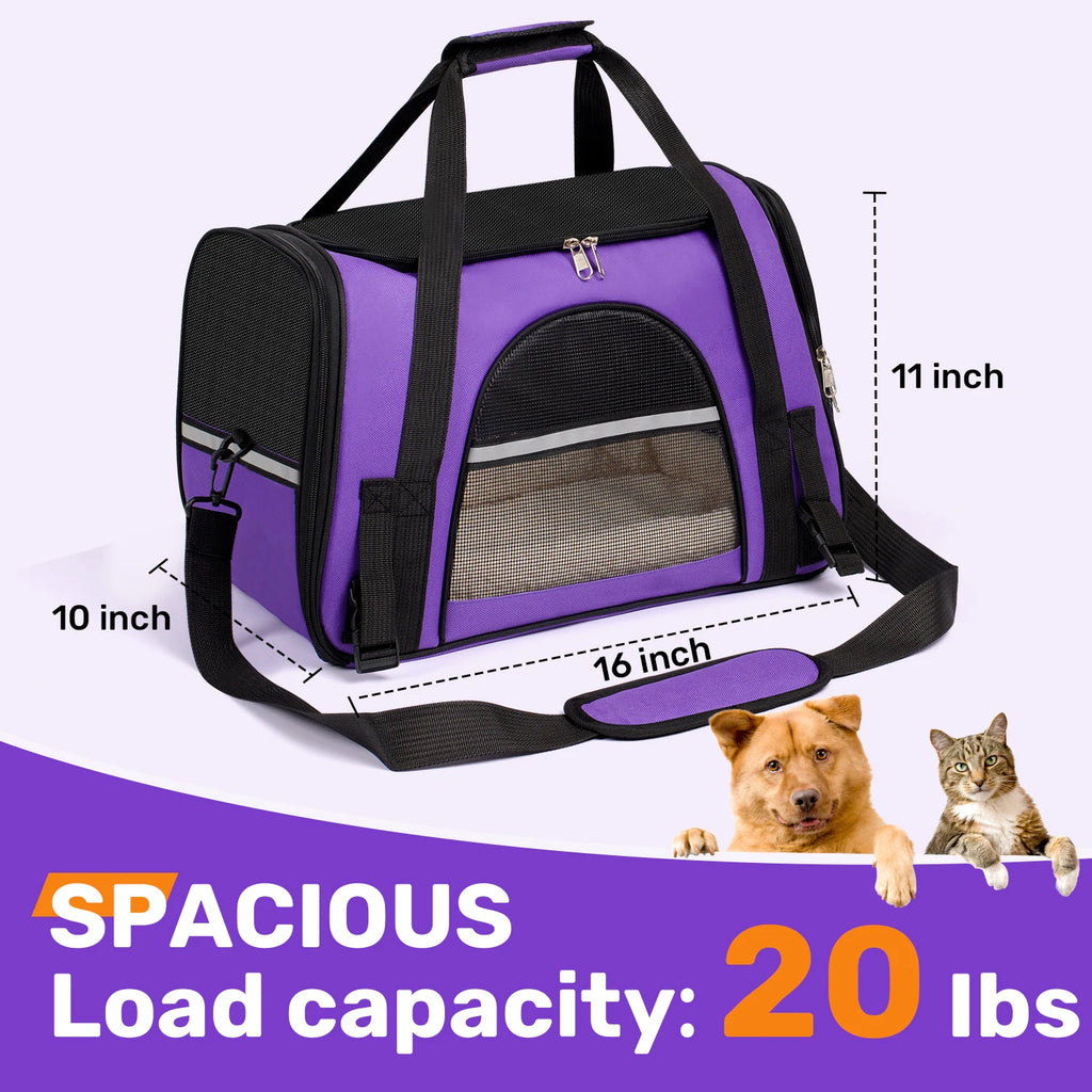Dog/cat Carrier for Small, Medium to 15Lbs. Foldable Airline Approved