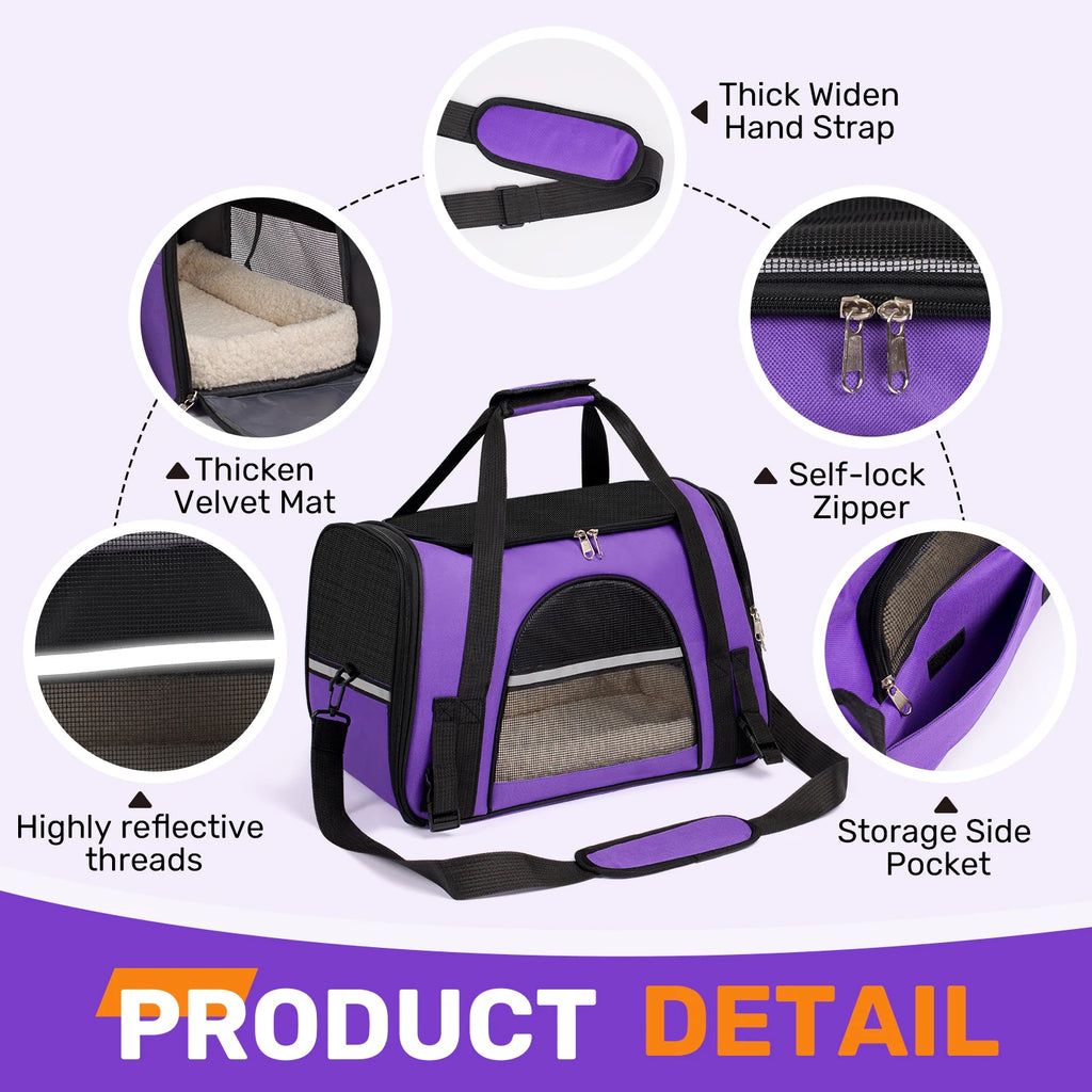 Dog/cat Carrier for Small, Medium to 15Lbs. Foldable Airline Approved