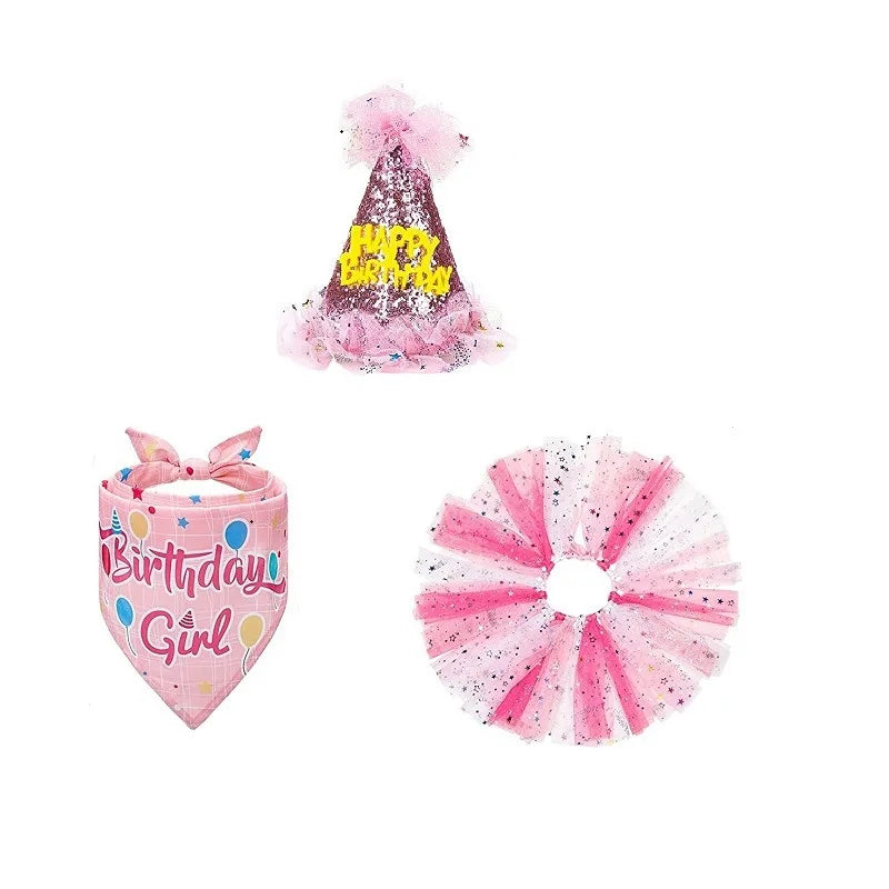 Pet Birthday Party Set Skirt, Hat, Bowtie