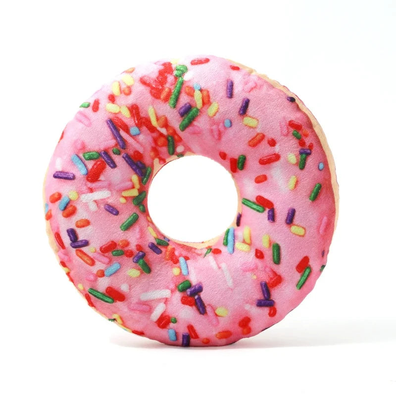 Pizza Shape Pet Squeaky Toy, also donut and shrimp looking toys