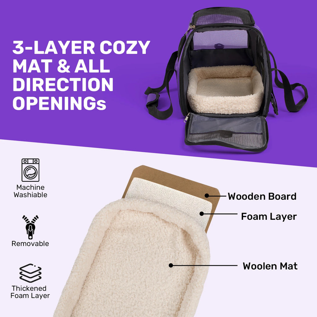 Dog/cat Carrier for Small, Medium to 15Lbs. Foldable Airline Approved