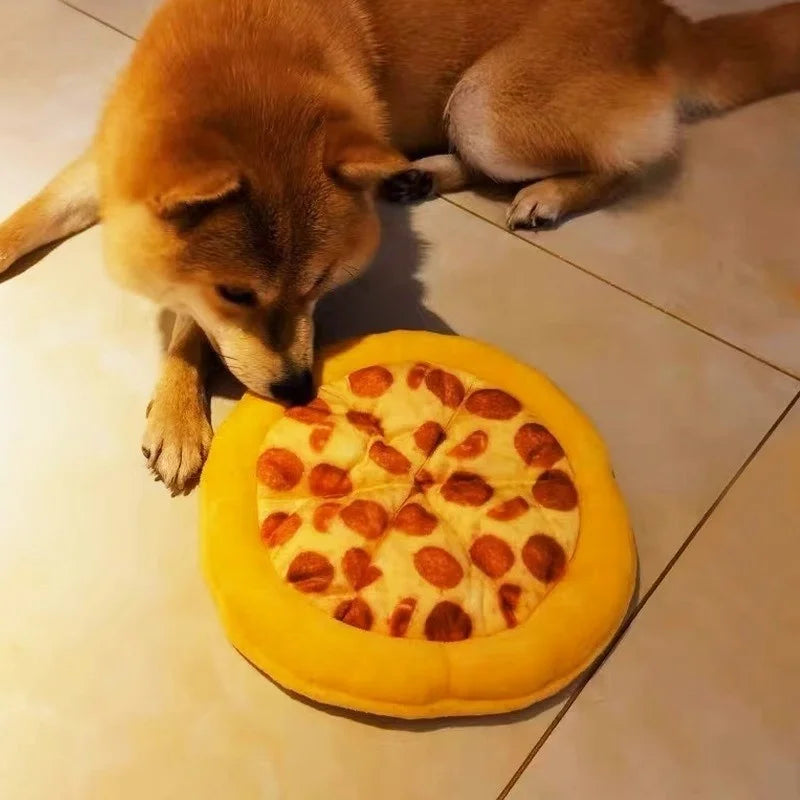 Pizza Shape Pet Squeaky Toy, also donut and shrimp looking toys