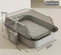 Splashproof Semi-Enclosed Cat Litter Box with High Sides